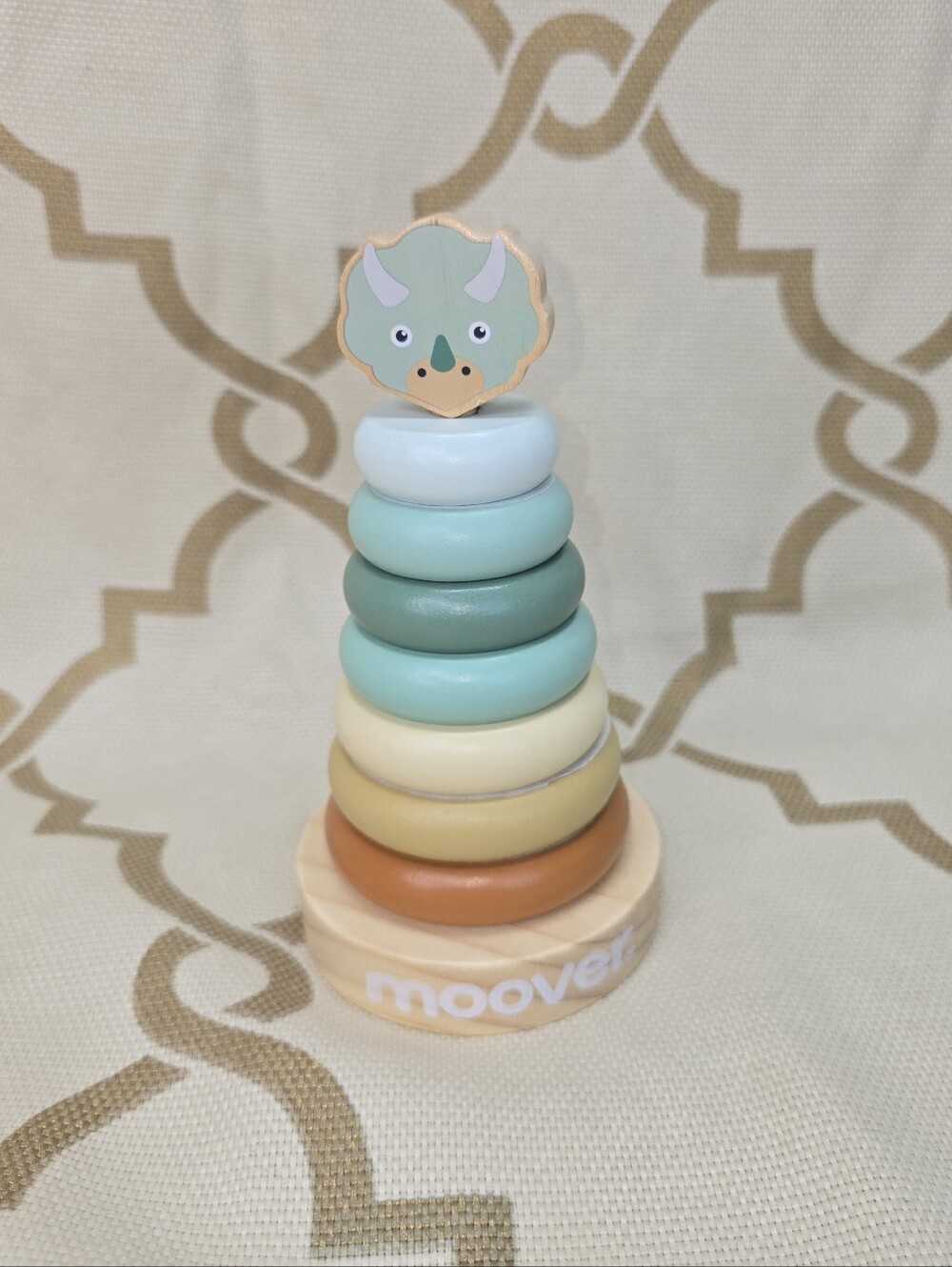 Moover Wooden Rings Stacking Toy Dino Design New W/O Box